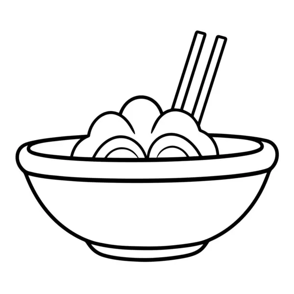 Εικονογράφηση Διάνυσμα Ενός Κομψού Μπολ Και Chopsticks Περίγραμμα Εικονίδιο Ιδανικό — Διανυσματικό Αρχείο