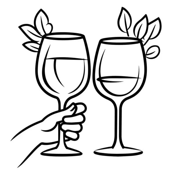 Εικονογράφηση Διάνυσμα Κομψά Ποτήρια Κρασιού Ψήσιμο Ιδανικό Για Γιορτές — Διανυσματικό Αρχείο