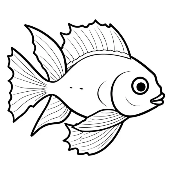 Векторная Иллюстрация Иконки Минималистского Контура Рыбы Идеально Подходит Морских Тематических — стоковый вектор
