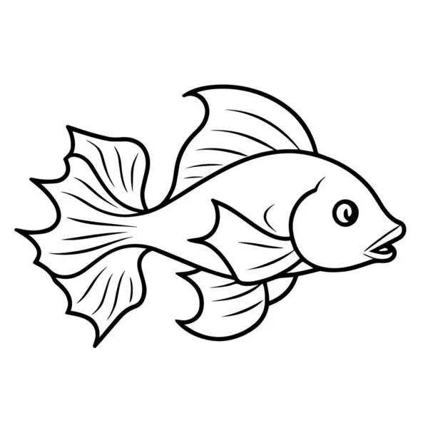 Vektorillustration Minimalistisk Fiskkonturikon Idealisk För Projekt Med Marint Tema — Stock vektor