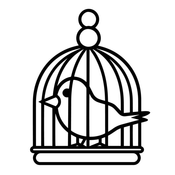 Vector illustration of a graceful bird cage outline icon, perfect for aviary projects.