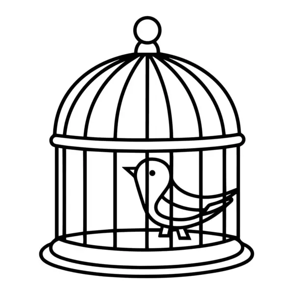 Illustration Vectorielle Une Gracieuse Icône Contour Cage Oiseau Parfaite Pour — Image vectorielle