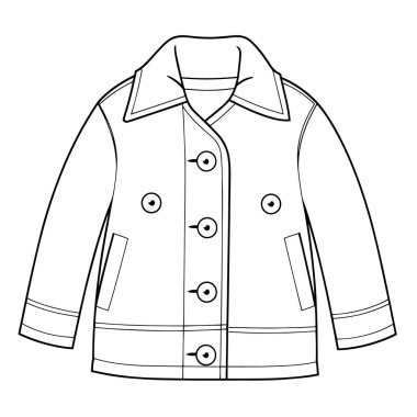 Minimalist bir ceketin vektör çizimi dış giyim projeleri için mükemmel bir taslak simgesi.