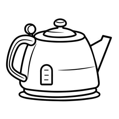 Minimalist bir çaydanlık ana hatları simgesinin vektör illüstrasyonu, çayla ilgili projeler için mükemmel.