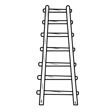 Minimalist bir merdiven ana hatları simgesinin vektör illüstrasyonu, ev geliştirme projeleri için ideal.