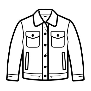 Minimalist deri ceket tasviri. Dış giyim projeleri için mükemmel bir taslak..