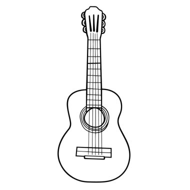 Bir minimalist gitar taslak simgesinin vektör illüstrasyonu, müzikal projeler için mükemmel.