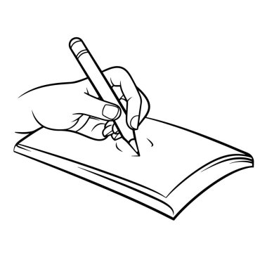 Okur yazarlık projeleri için ideal olan minimalist bir el yazısı simgesinin vektör illüstrasyonu.