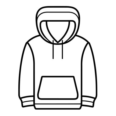 Minimalist kapüşonlu kapüşonlu taslak ikonu vektör çizimi, günlük giyim projeleri için mükemmel.