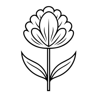 Minimalist çiçek açan bir dış hat ikonunun vektör illüstrasyonu, doğa için mükemmel.