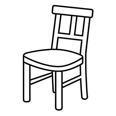 Minimalist bir sandalyenin temsili taslak simgesi, iç mekan için mükemmel..