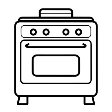 Minimalist bir yemek pişirme fırını taslak ikonu vektör illüstrasyonuName.