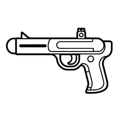 Minimalist bir silah taslak ikonunun vektör çizimi, güvenlik için mükemmel.