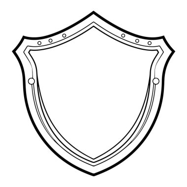 Minimalist bir askeri kalkan taslak simgesinin vektör çizimi, güvenlik temaları için mükemmel.