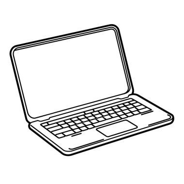 Minimalist bir dizüstü bilgisayar özet simgesinin vektör illüstrasyonu, notlar için mükemmel.