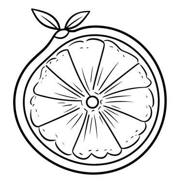 Turuncu çizgili minimalist bir ikonun vektör illüstrasyonu, narenciye teması için ideal.