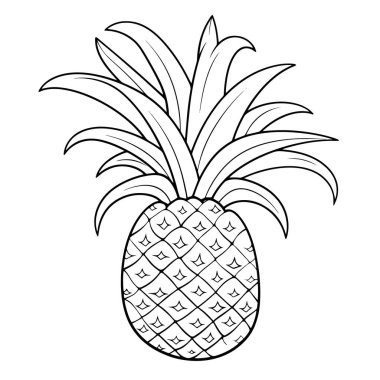 Minimalist bir ananas anahat simgesinin vektör çizimi, egzotik temalar için mükemmel.