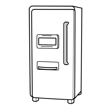 Minimalist bir buzdolabı taslak simgesinin vektör illüstrasyonu, aygıtlar için ideal.