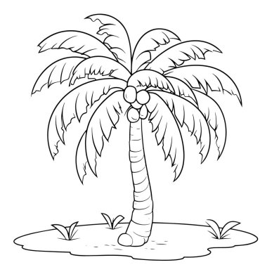 Minimalist bir tropikal palmiye ağacının vektör çizimi. Tatil için mükemmel bir ikon..