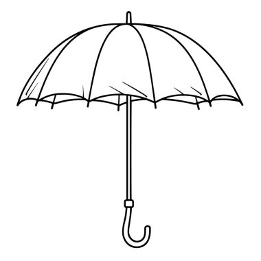 Minimalist bir şemsiye taslak simgesinin vektör illüstrasyonu, hava durumu için mükemmel.