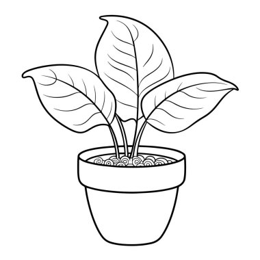 Minimalist saksı canavarı tasviri. Ev dekorasyonu için ideal bir ikon..