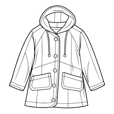 Hava durumu için ideal, minimalist bir yağmurluğun vektör illüstrasyonu.