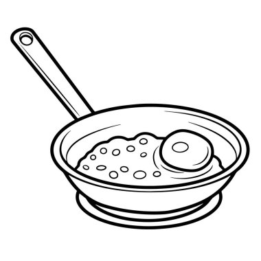 Minimalist bir tavada pişmiş yumurta taslak ikonunun vektör çizimi, yemek pişirmek için ideal..