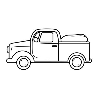 Otomotiv projeleri için ideal bir minimalist kamyonet ana hatları simgesinin vektör illüstrasyonu.