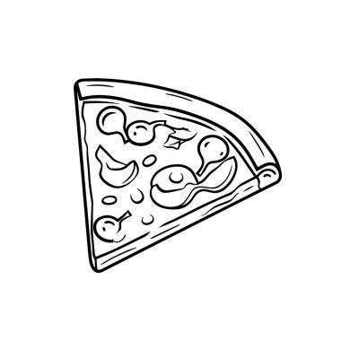 İtalyan mutfağı için mükemmel bir minimalist pizza ana hatları simgesinin vektör çizimi.