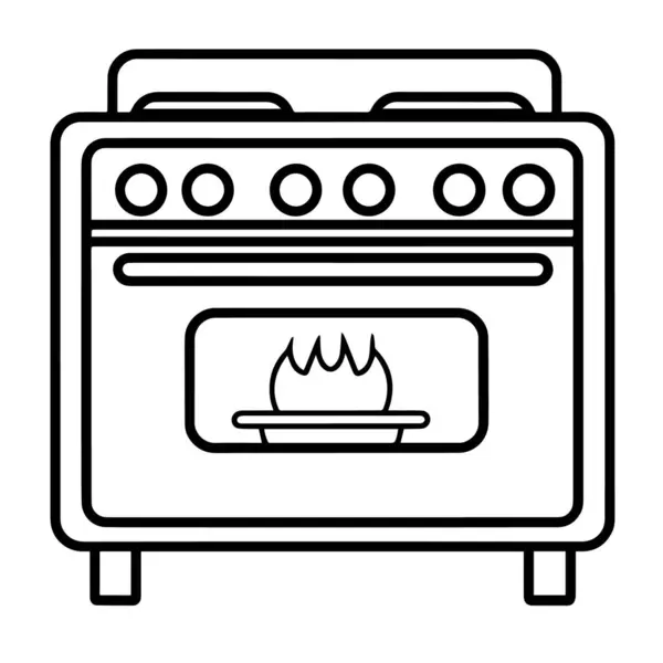 Ilustração Vetorial Ícone Esboço Fogão Cozinha Minimalista Perfeito Para Temas —  Vetores de Stock