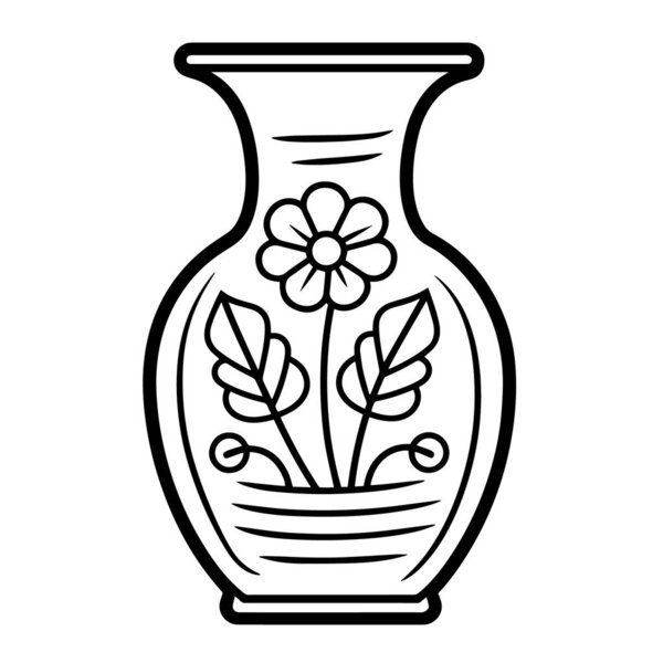 Vector illustration of a minimalist ancient vase outline icon, ideal for antique projects.