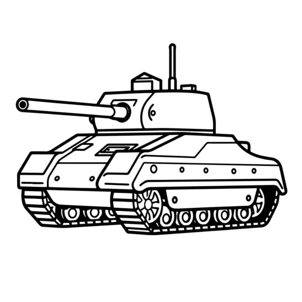 Minimalist bir ordu savaş tankı taslak simgesinin vektör çizimi, savaş temaları için ideal.