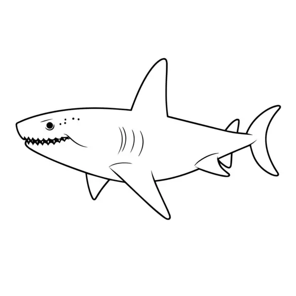 Ilustração Vetorial Ícone Contorno Tubarão Minimalista Perfeito Para Temas Oceânicos —  Vetores de Stock
