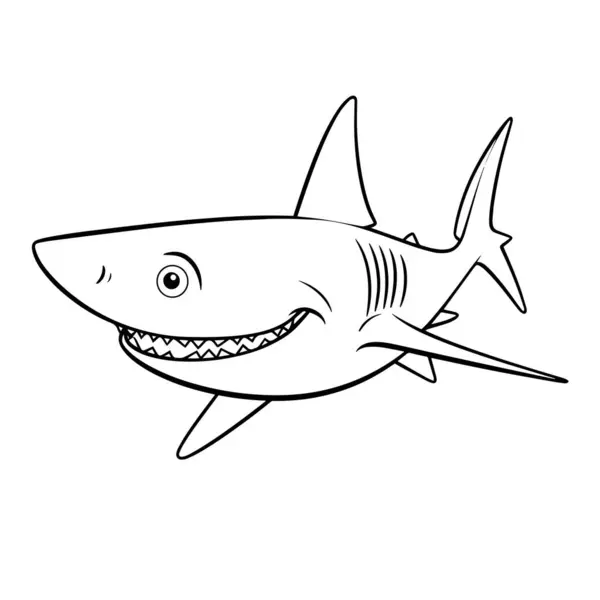 Minimalist Bir Köpekbalığı Taslak Simgesinin Vektör Çizimi Okyanus Teması Için — Stok Vektör