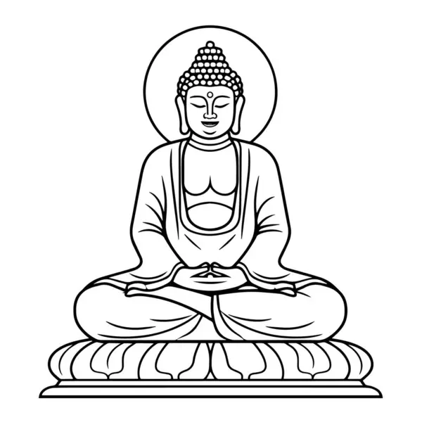 Ilustração Vetorial Ícone Contorno Estátua Buda Minimalista Ideal Para Meditação Ilustrações De Stock Royalty-Free