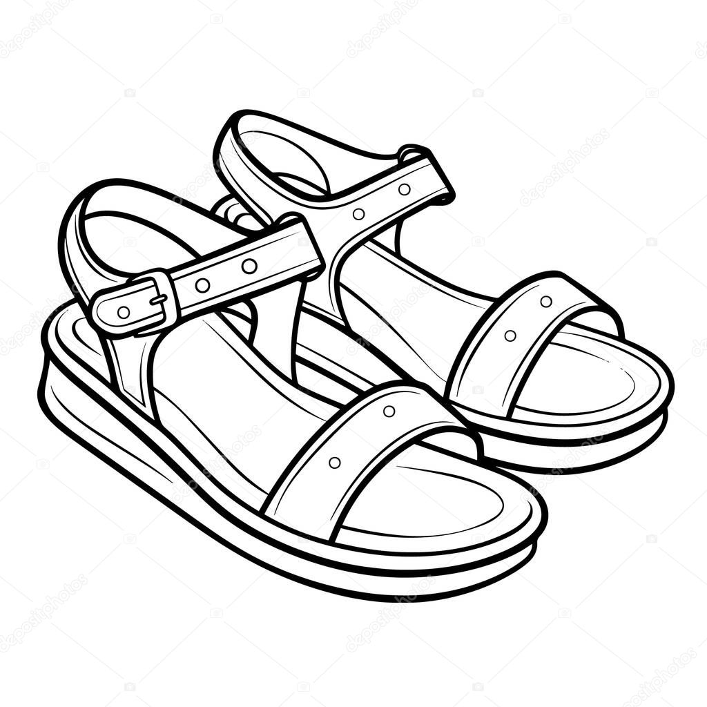 Vector illustration of a minimalist sandal outline icon, perfect for summer.