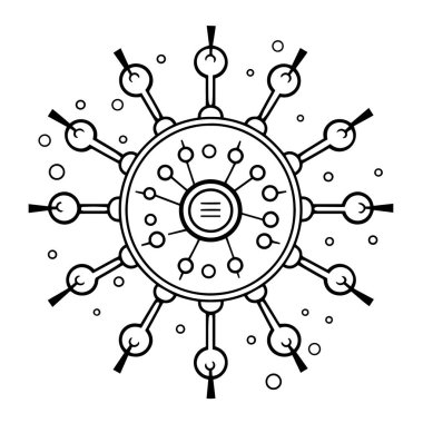 Gösterişli vektör biçiminde minimalist virüs simgesi.