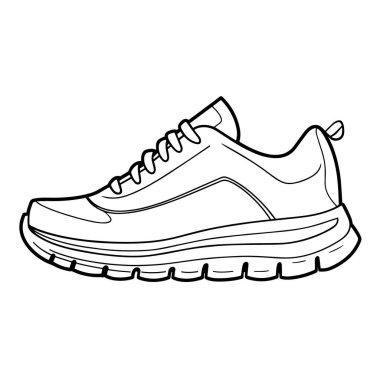 Şık spor ayakkabısının vektör çizgisi çizimi.