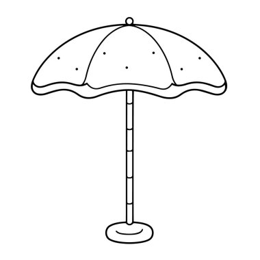 Bir plaj şemsiyesi taslak ikonu vektör illüstrasyonu, tatil projeleri için mükemmel.