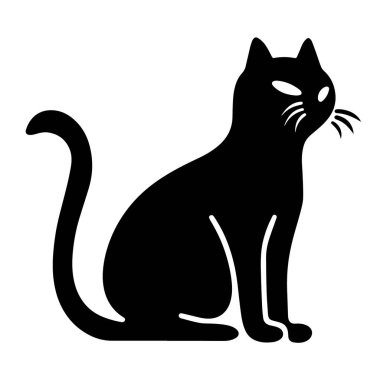 Ürkütücü projeler için ideal bir siyah kedi siluetinin vektör çizimi.