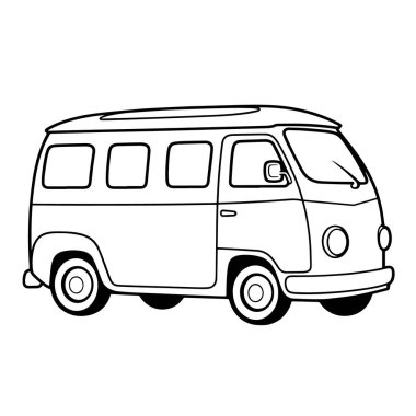 Gösterişli vektör biçiminde miniminalist minibüs simgesi.
