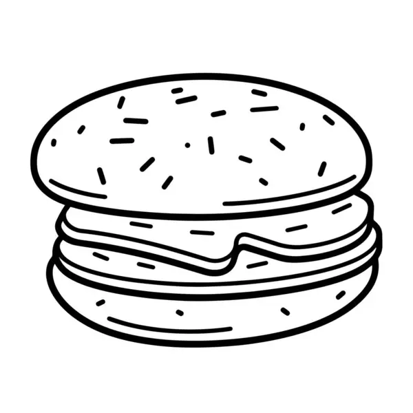 Vektor Illusztráció Egy Burger Vázlat Ikon Ideális Élelmiszer Projektek — Stock Vector