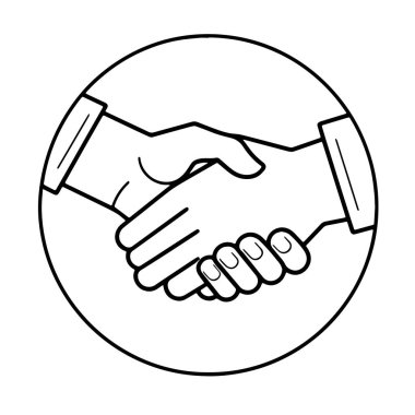Anlaşma projeleri için ideal bir el sıkışma ana hatları simgesinin vektör illüstrasyonu.