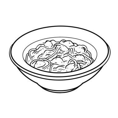 Vektör biçiminde minimalist makarna kasesi simgesi.