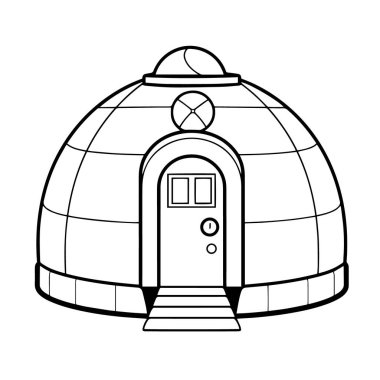 Vektör biçiminde minimalist igloo simgesi.