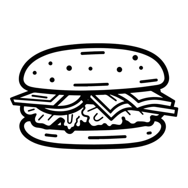 Vector Illustratie Van Een Hamburger Outline Icoon Ideaal Voor Voedselprojecten — Stockvector