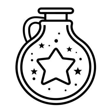 Mistik bir iksir ikonu tasvir eden vektör çizgisi.