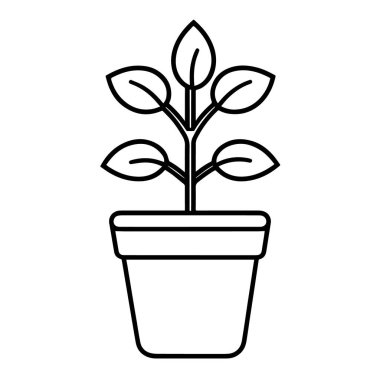 Tarz sahibi bir bitki saksı ikonu tasarımının vektör çizgisi.
