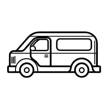 Bir dağıtım aracının minimalist vektör tasviri, ulaşım grafikleri için mükemmel.