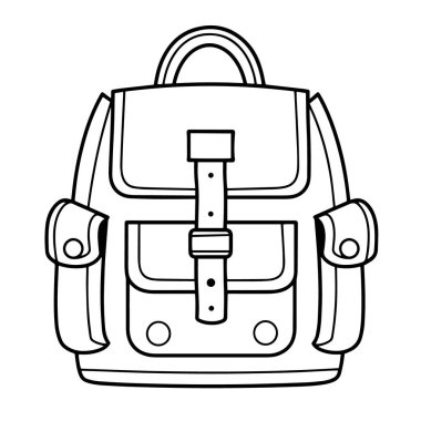 Bir moda sırt çantası taslağının minimalist vektör tasviri, aksesuar grafikler için ideal.